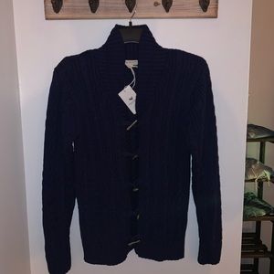 Youth Navy Button Up Cable Sweater; NWT!!